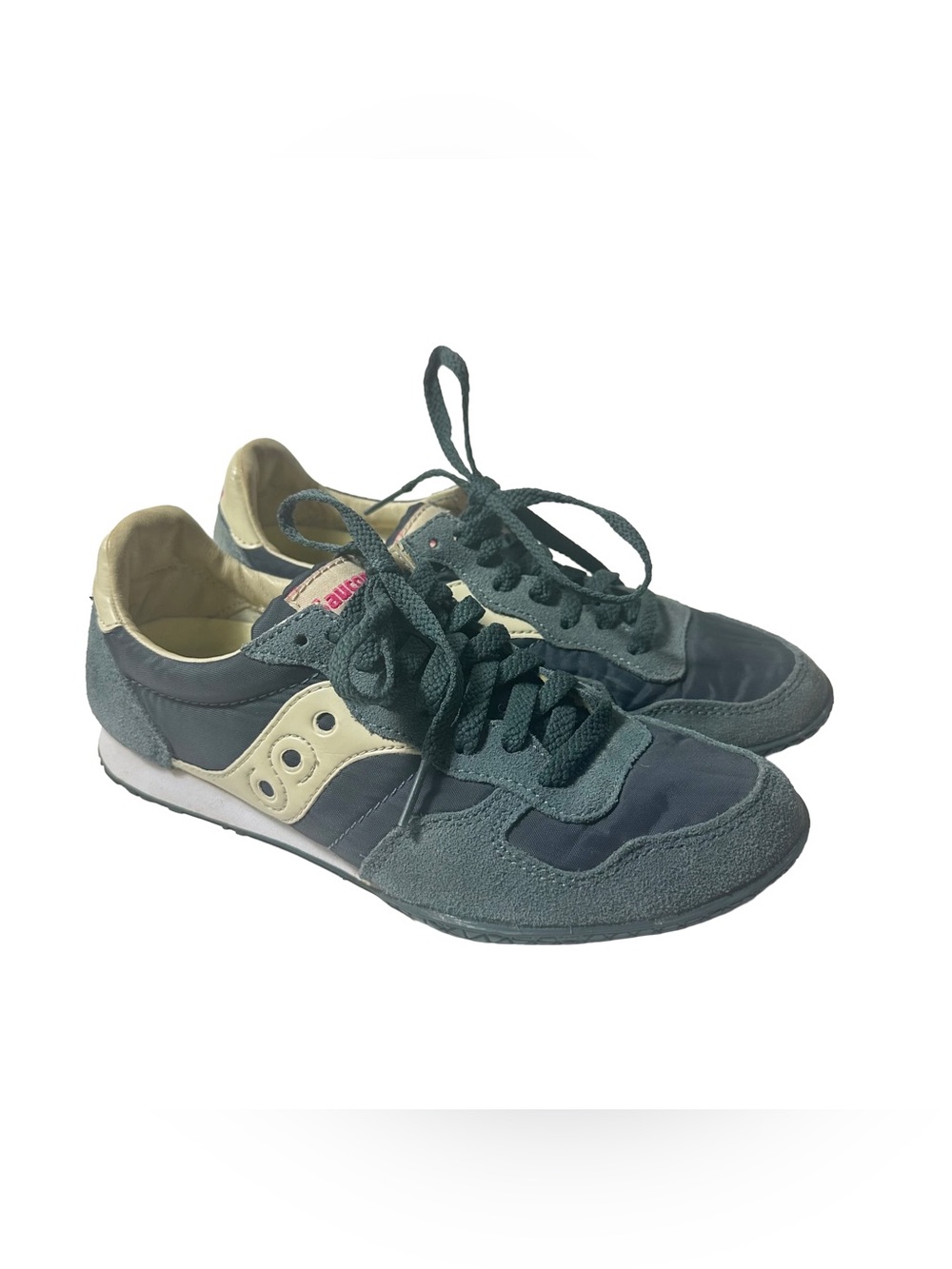 Saucony Bullet Sneakers Navy Blue Cream Suede Nylon S1943-130 Womens US 8 UK 6